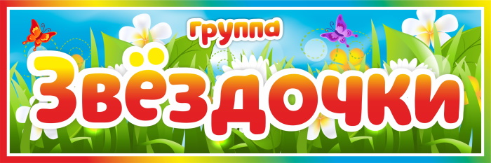 картинка Табличка на группу Звёздочки (цветы) 300х100 (Т00009) от магазина ДетсадЯр