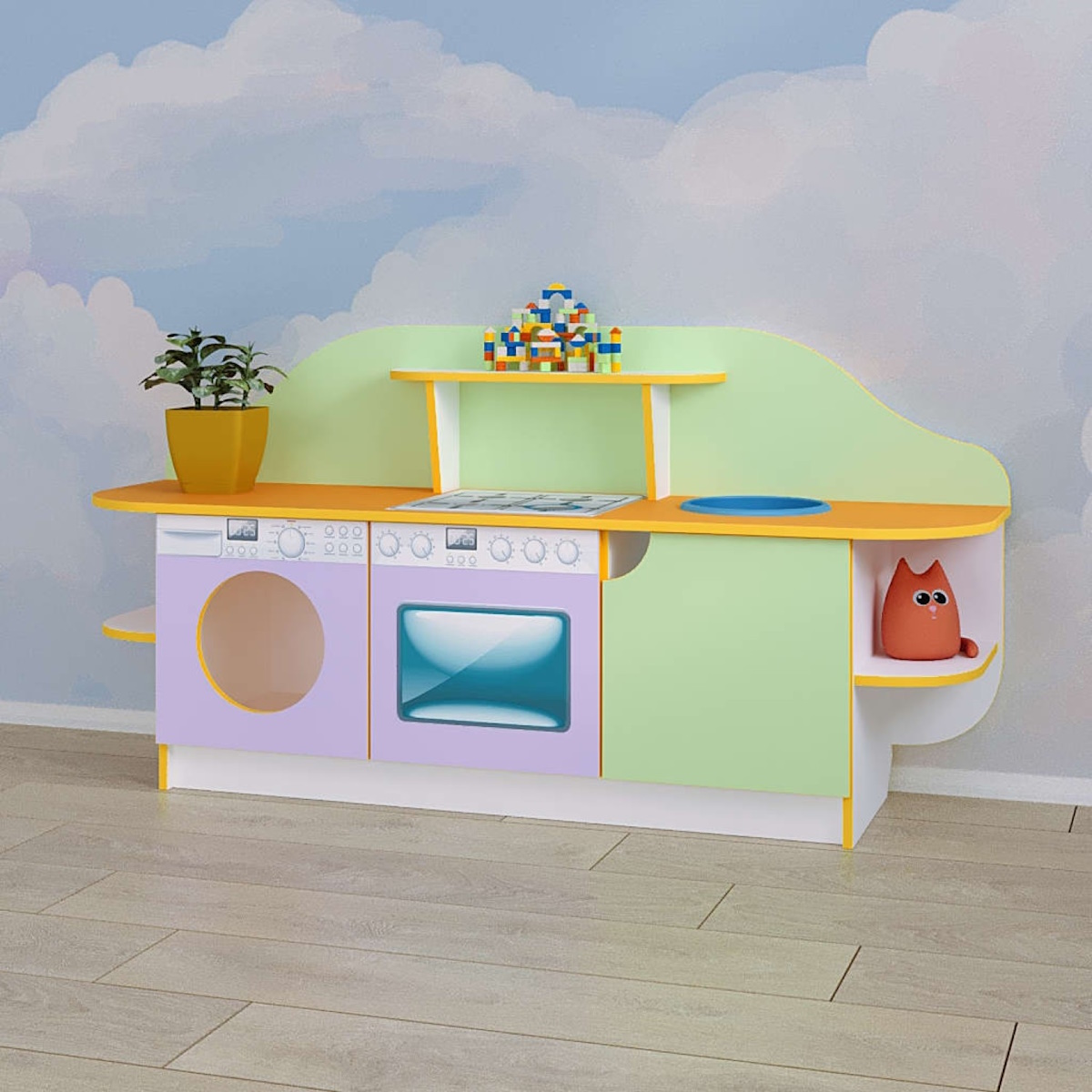 картинка Игровая кухня 1600*430*800 мм. от магазина ДетсадЯр