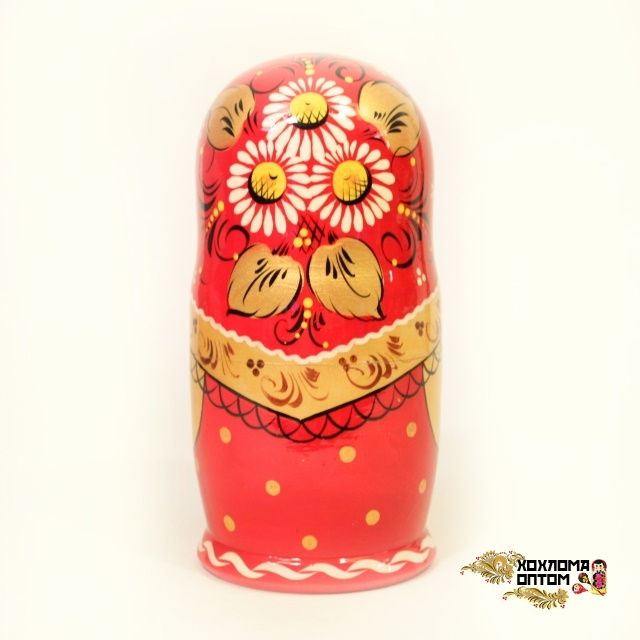 картинка Матрешка "Ромашка красная" 5 кукольная (18 см.), Хохлома Семенов от магазина ДетсадЯр