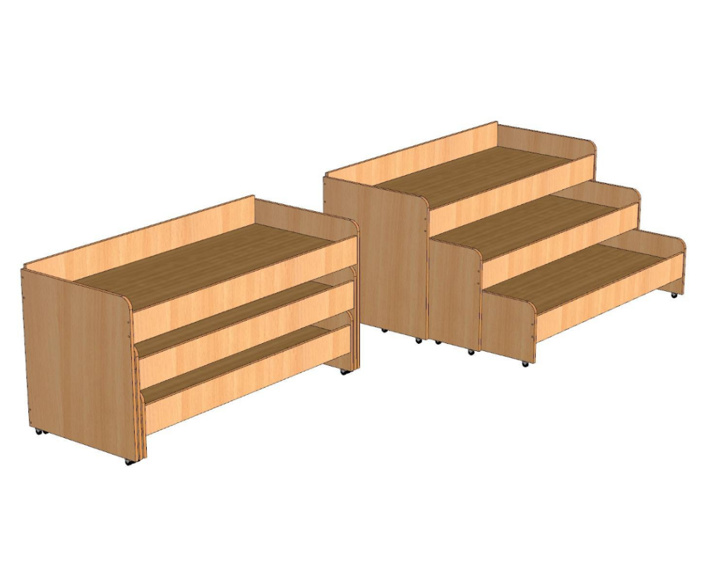 картинка Кровать 3х ярусная выкатная без тумбы от магазина ДетсадЯр