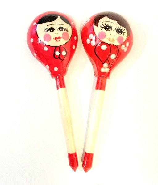 картинка Деревянная ложка полубаская с росписью Матрешка, Хохлома от магазина ДетсадЯр