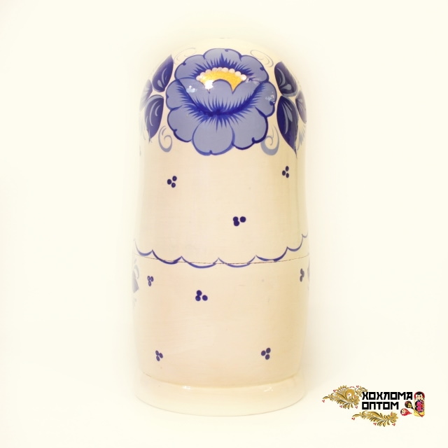 картинка Матрешка "Гжель белая" 5 кукольная (18 см.), Хохлома Семенов от магазина ДетсадЯр