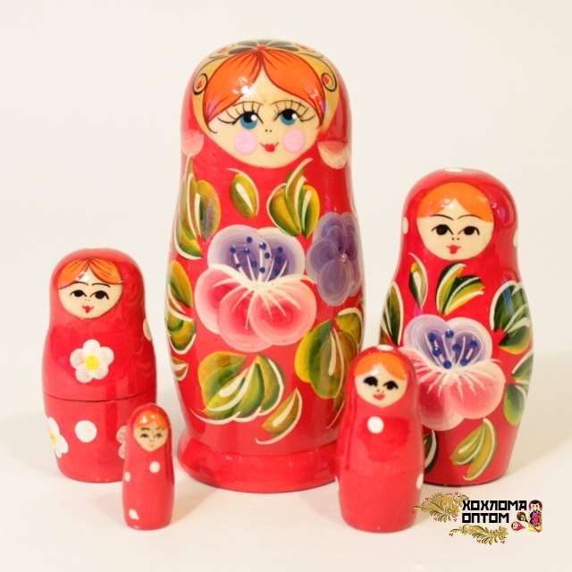 картинка Матрешка "Анютины глазки" 5 кукольная (12 см.), Хохлома Семенов от магазина ДетсадЯр