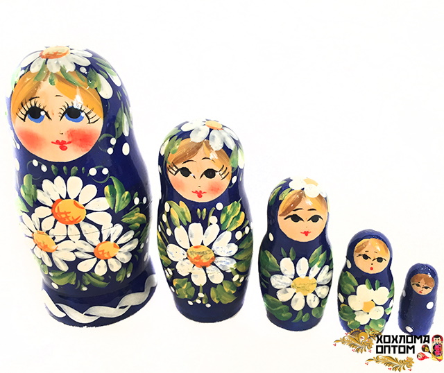 картинка Матрешка "Полянка" 5 кукольная (12 см.), Хохлома Семенов от магазина ДетсадЯр