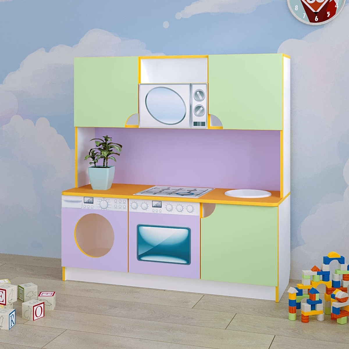 картинка Игровая кухня Малютка 1200*430*1250 мм. от магазина ДетсадЯр