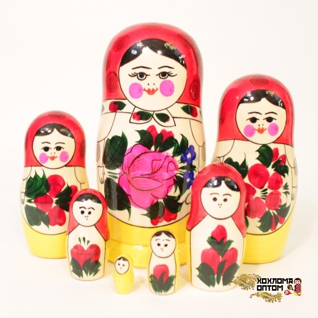картинка Матрешка традиционная 7 кукольная (18 см.), Хохлома Семенов  от магазина ДетсадЯр