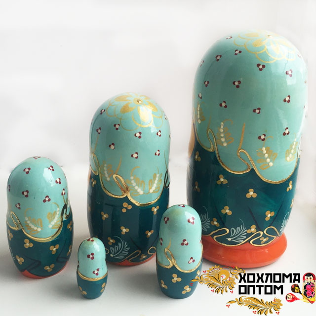 картинка Матрешка "Сюжет" 5 кукольная (18 см.), Хохлома Семенов от магазина ДетсадЯр