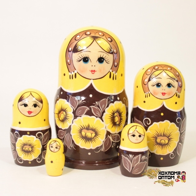 картинка Матрешка "Полюшко" 5 кукольная (18 см.), Хохлома Семенов от магазина ДетсадЯр