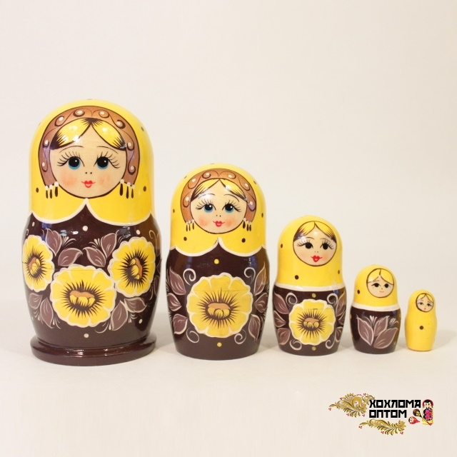 картинка Матрешка "Полюшко" 5 кукольная (18 см.), Хохлома Семенов от магазина ДетсадЯр